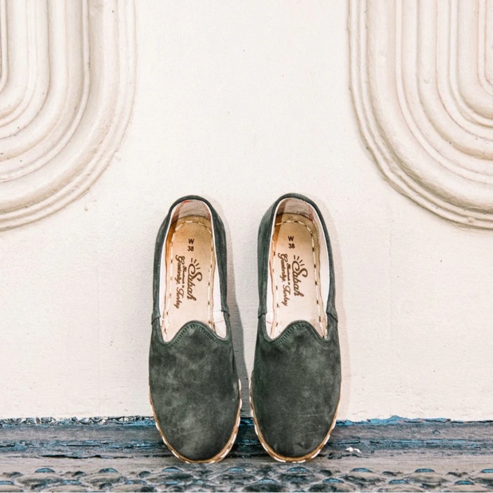 Sabah Green Suede Flats
